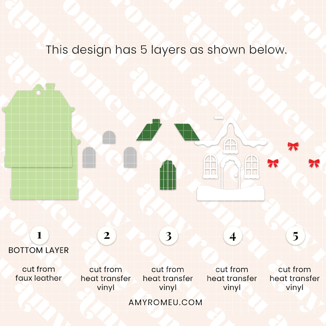 Faux Leather Holiday House Ornament SVG & Video Tutorial