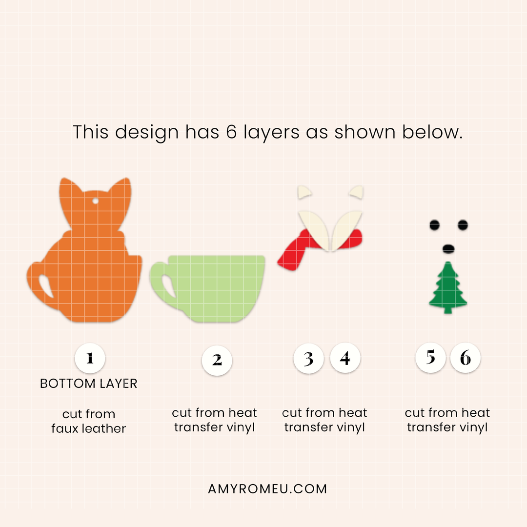 Faux Leather Winter Animal Hot Cocoa Cup Earrings SVG