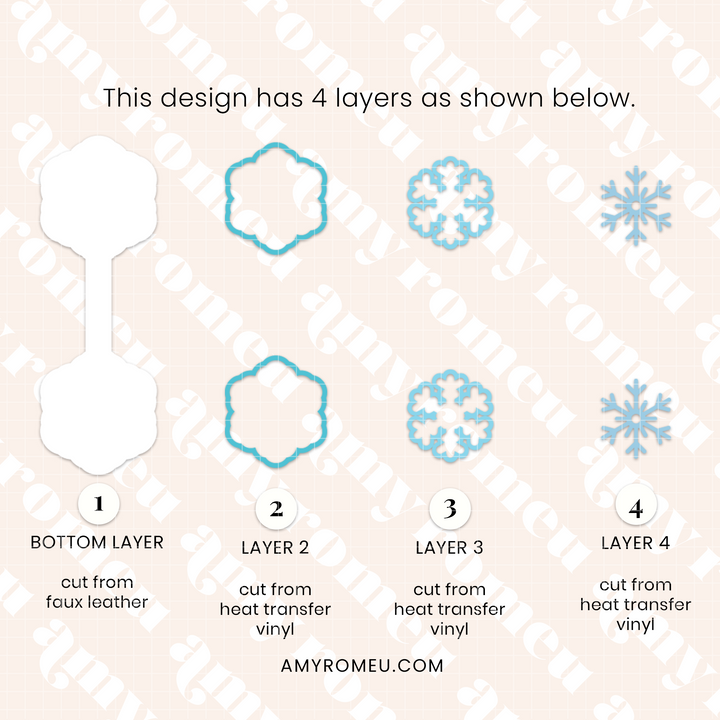 Faux Leather Snowflake Keychain SVGs