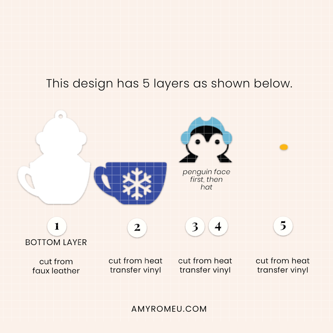 Faux Leather Winter Animal Hot Cocoa Cup Earrings SVG