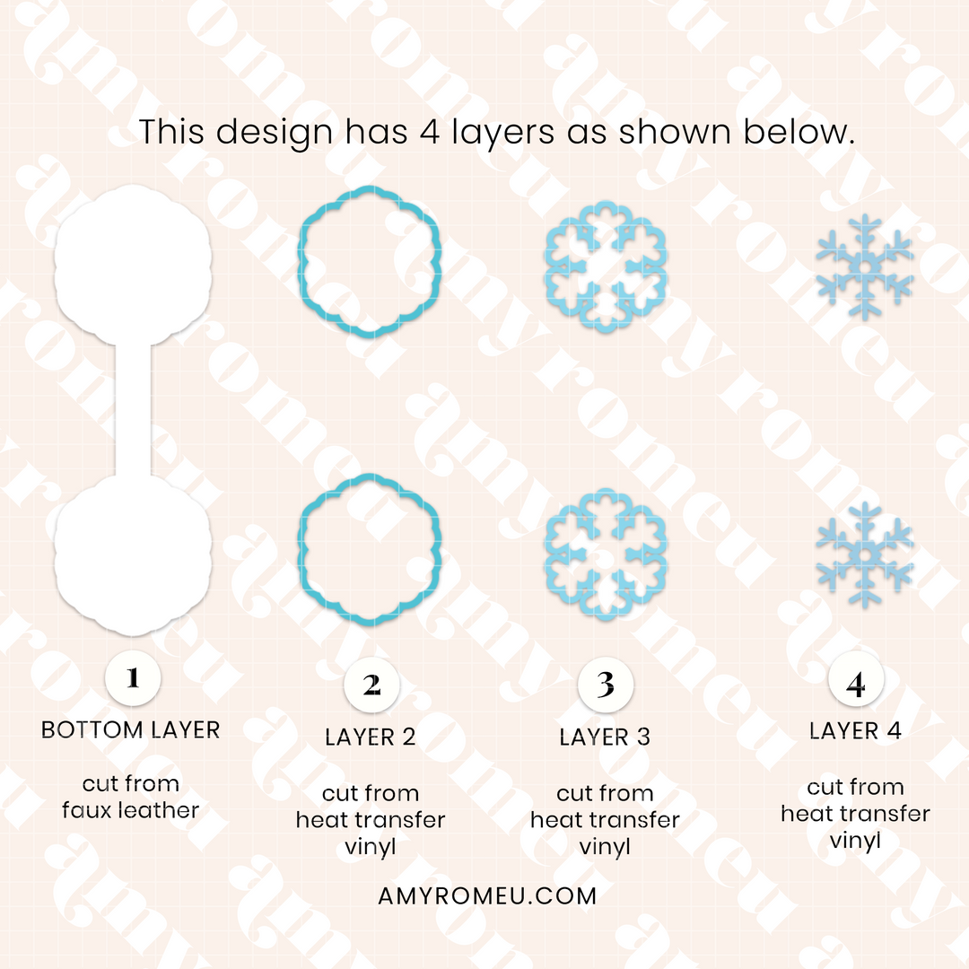 Faux Leather Snowflake Keychain SVGs