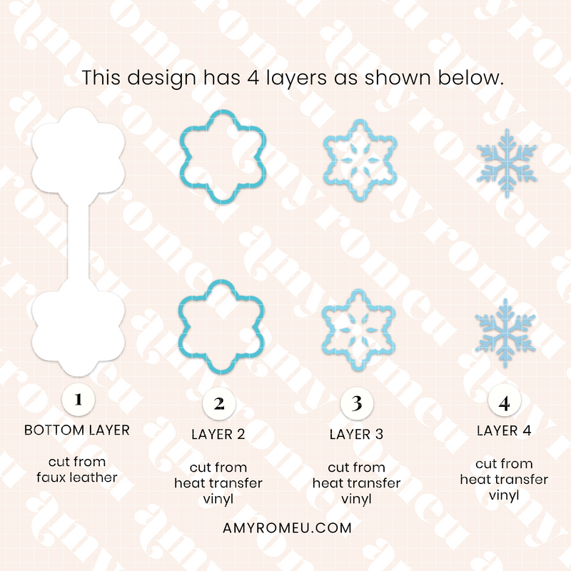 Faux Leather Snowflake Keychain SVGs