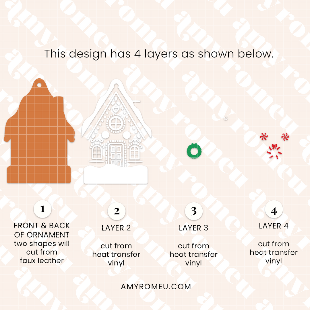 Faux Leather Gingerbread House Christmas Ornament SVG