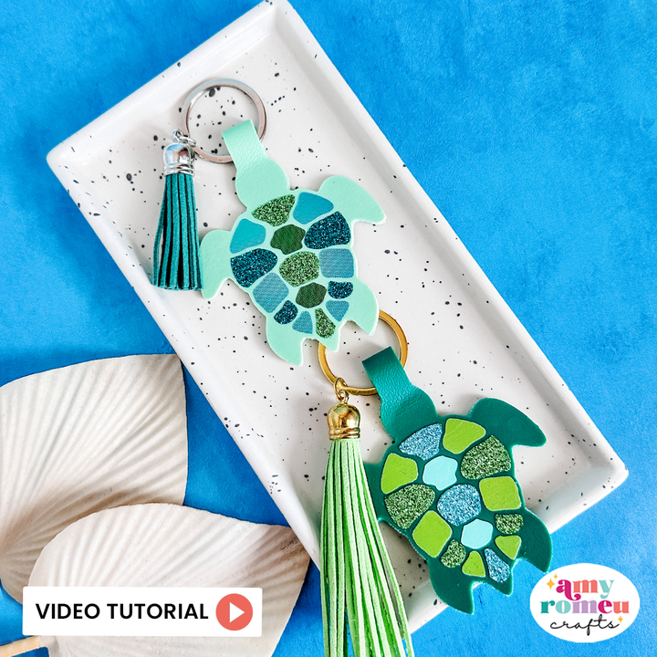 Turtle Faux Leather Keychain SVG