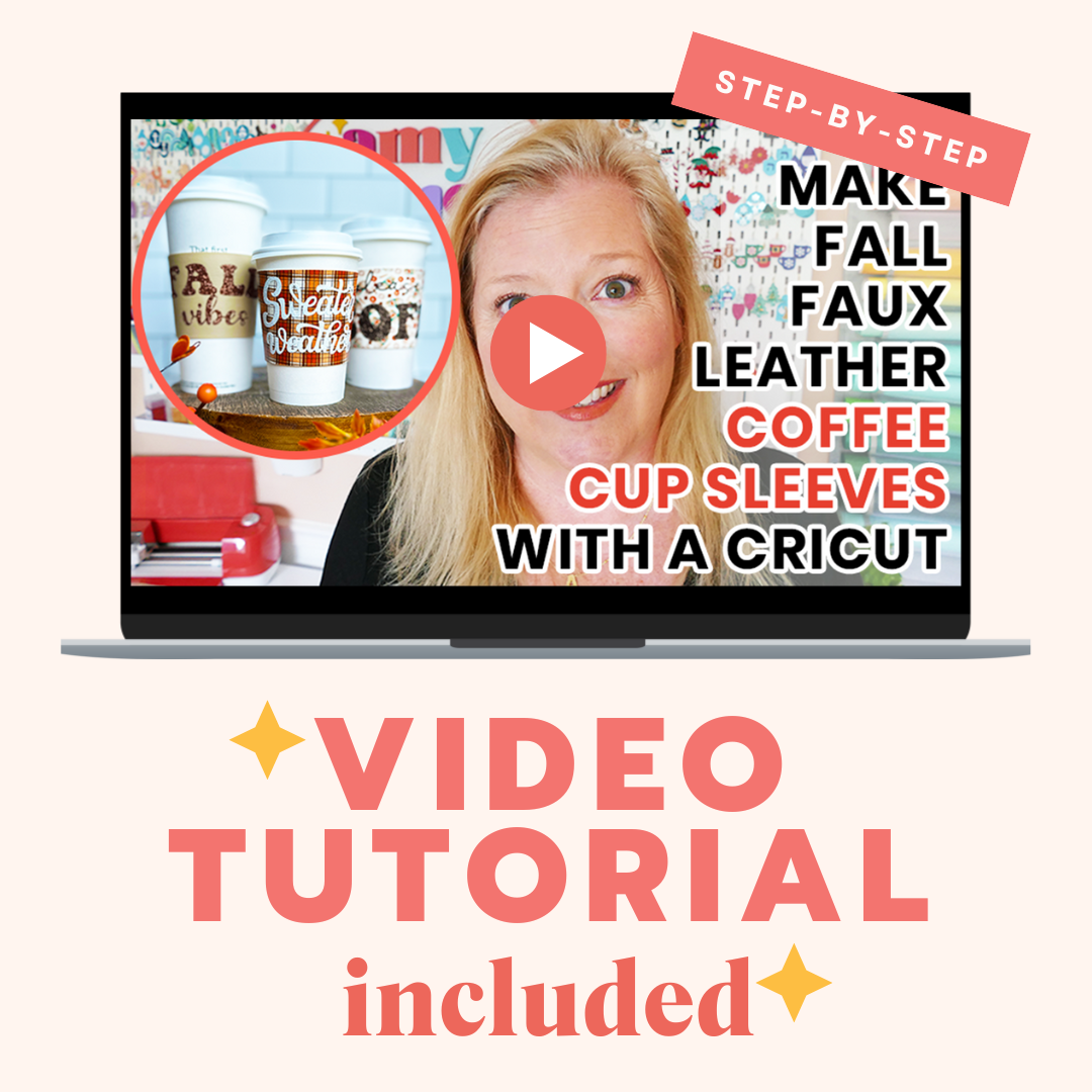 Set of 4 Fall Faux Leather Coffee Cup Sleeve SVGs & Video Tutorial