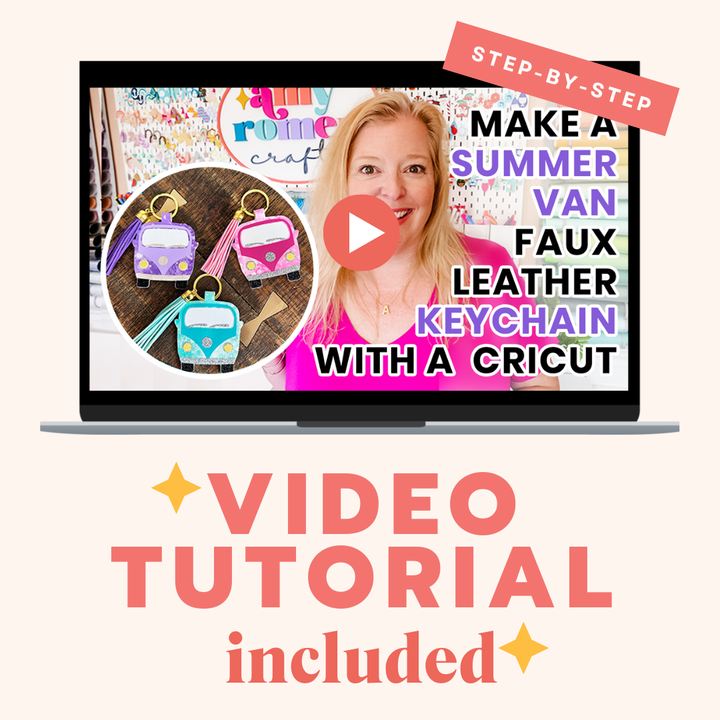 Summer Van Faux Leather Keychain SVG with Video Tutorial