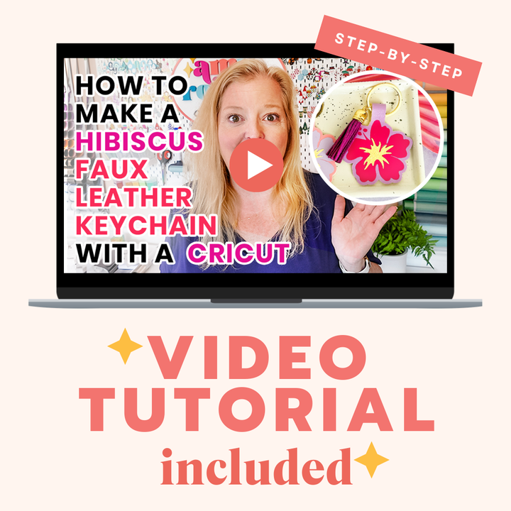 Hibiscus Faux Leather Keychain SVG