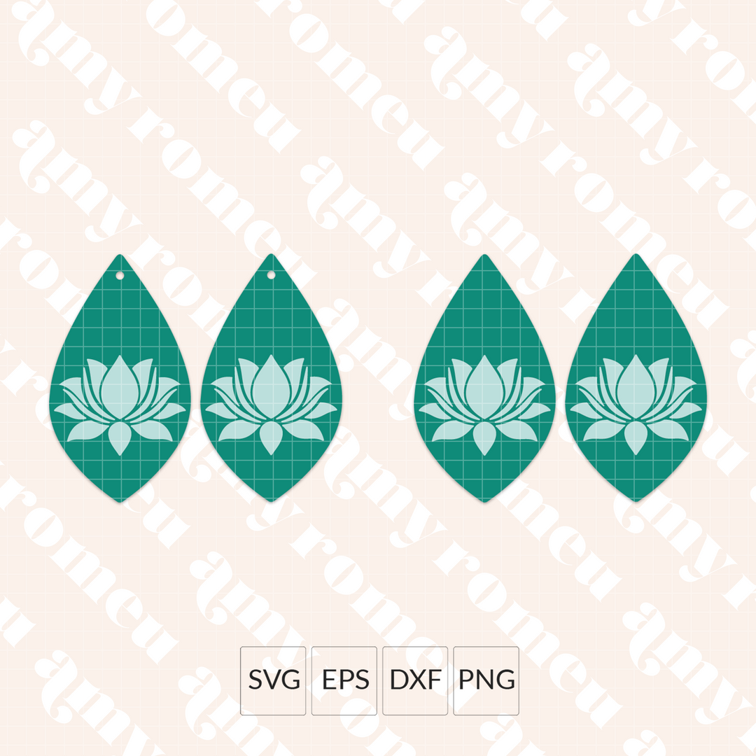 Lotus Flower Petal Faux Leather Earrings SVG