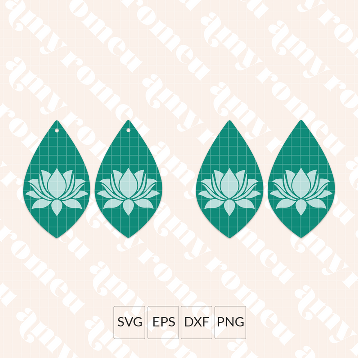 Lotus Flower Petal Faux Leather Earrings SVG