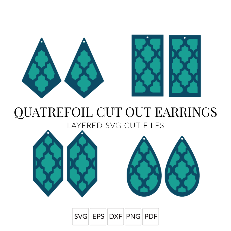 Quatrefoil Cut Out Earrings SVG File