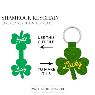 Lucky Shamrock Keychain Template SVG Cut File for St. Patrick's Day