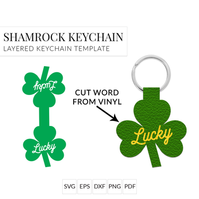 Lucky Shamrock Keychain Template SVG Cut File for St. Patrick's Day
