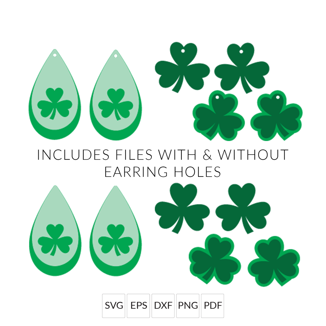 St. Patrick's Day Shamrock Earrings SVG File