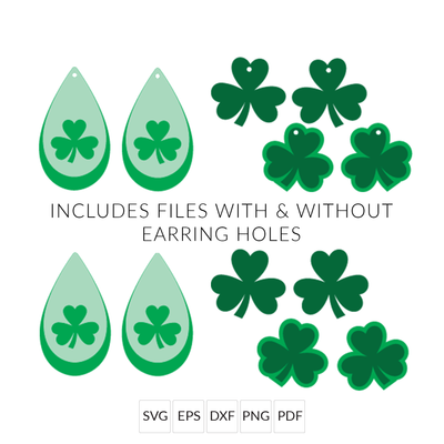 St. Patrick's Day Shamrock Earrings SVG with Commercial Use License