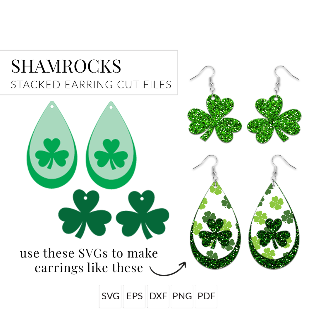 St. Patrick's Day Shamrock Earrings SVG File