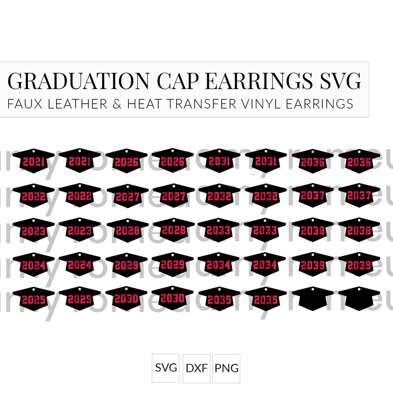 Graduation Cap Earrings SVG Bundle with Commercial Use License