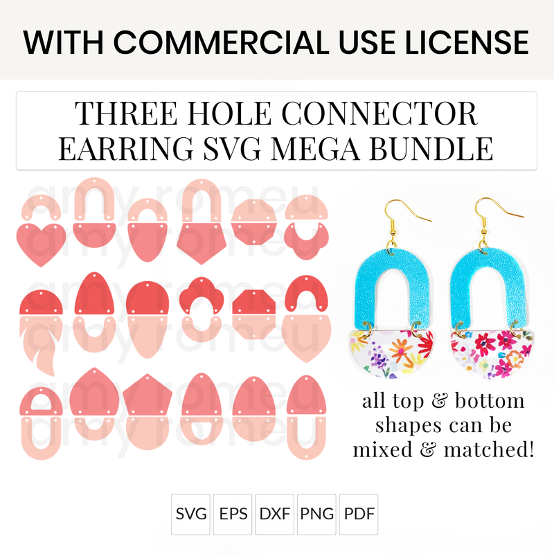 Three Hole Connector Earrings SVG Mega Bundle with Commercial Use License