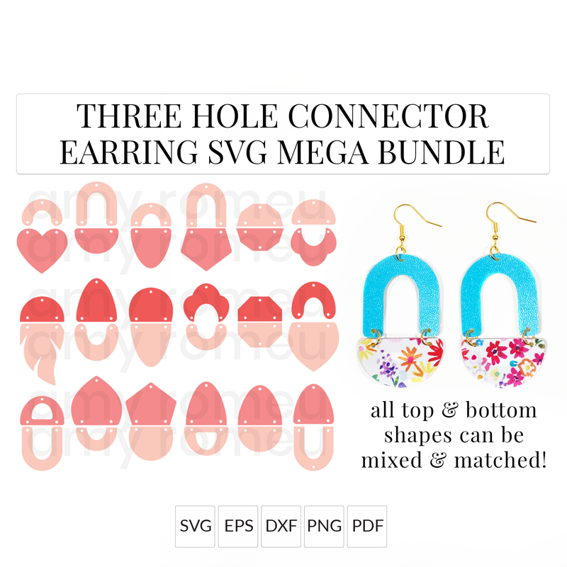 Three Hole Connector Earrings SVG Mega Bundle
