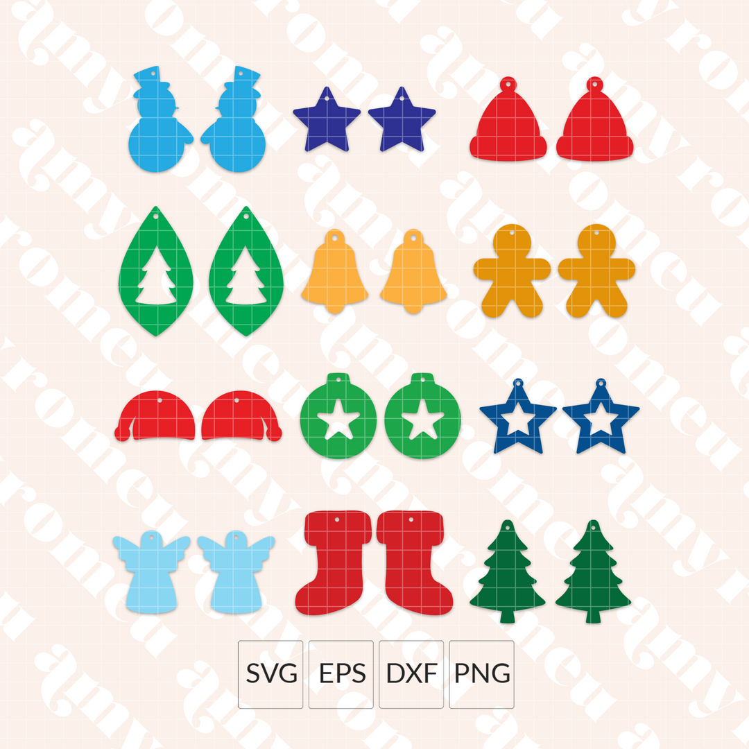 Simple Holiday Faux Leather Earrings SVG Bundle