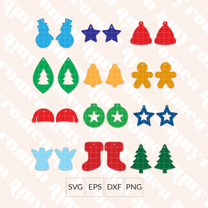 Simple Seasonal Earrings SVG Bundle - Holiday Edition