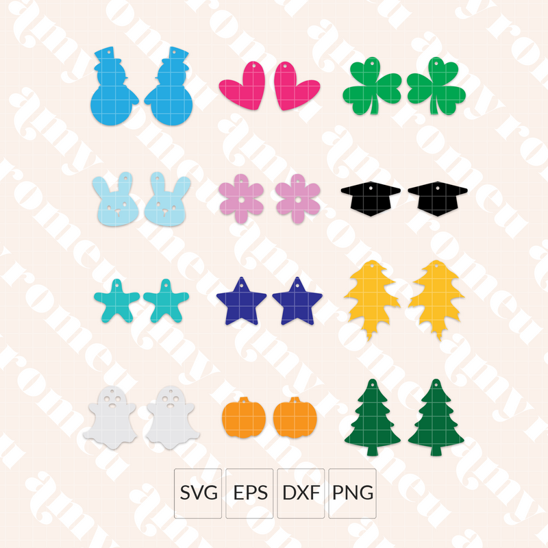 Simple Seasonal Earrings SVG Bundle