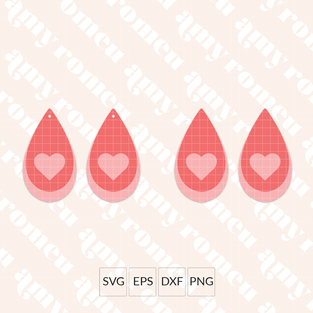 Layered Cutout Heart Teardrop Earring SVG