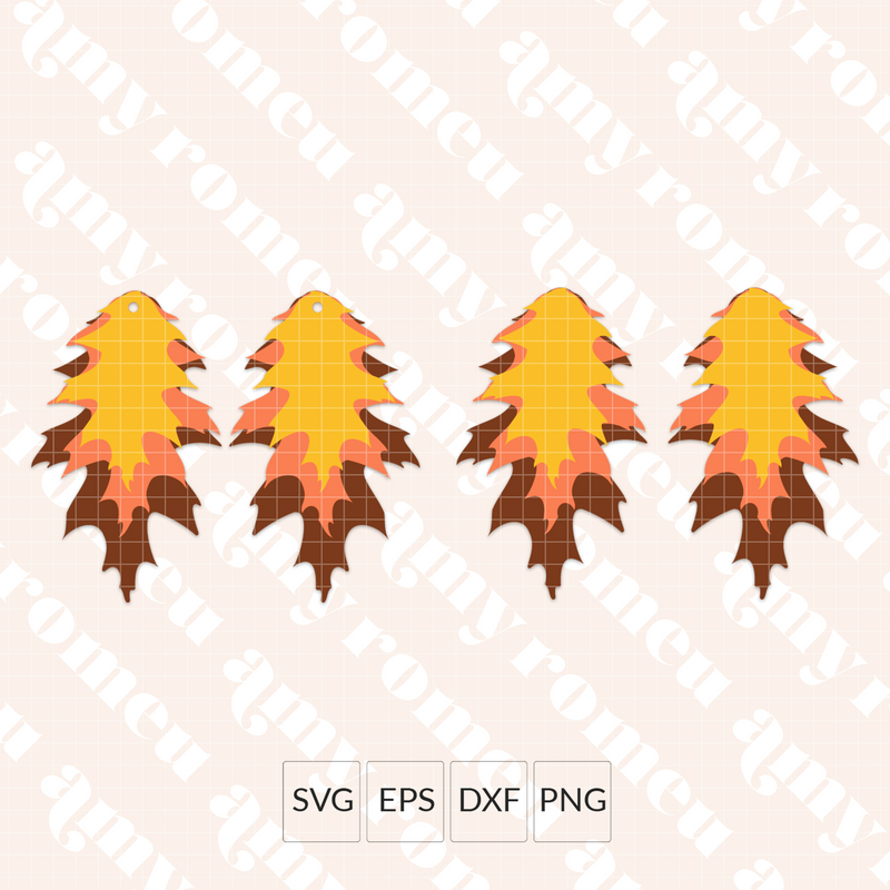 Fall Leaf Faux Leather Earrings SVG