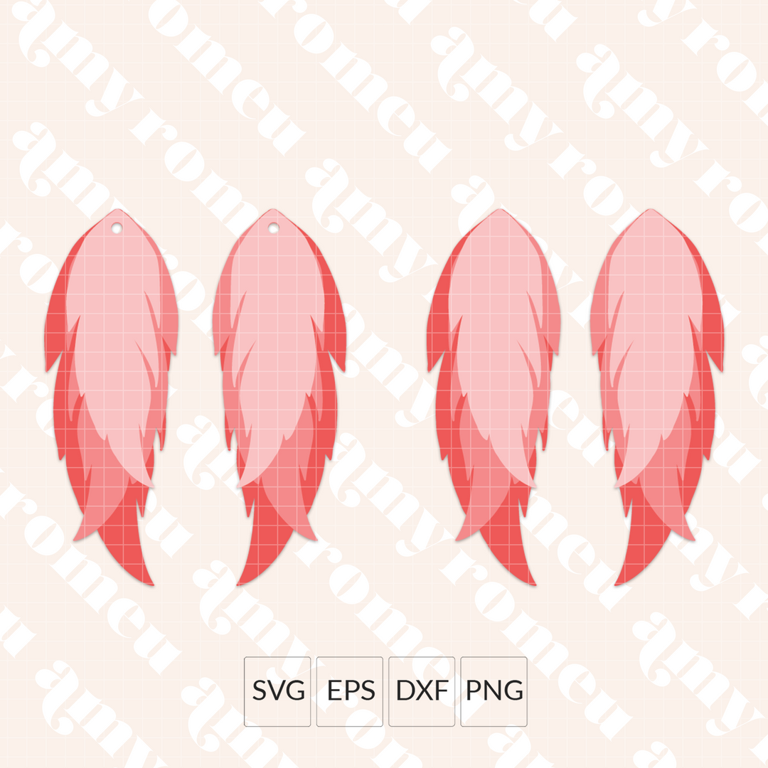 Long Layered Feather Earring SVG