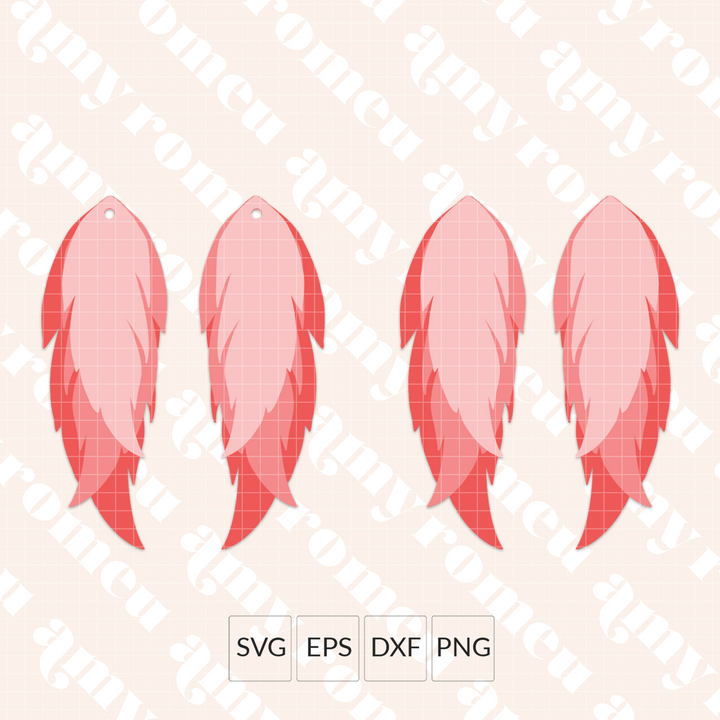 Long Layered Feather Earring SVG