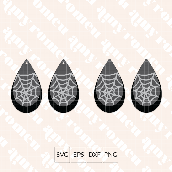 Layered Spiderweb Teardrop Earring SVG