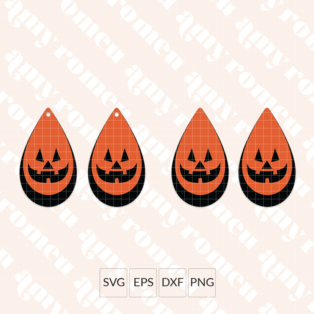 Layered Jack O'Lantern Teardrop Earring SVG