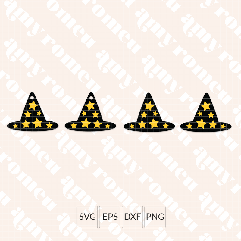Starry Witch Hat Earring SVG