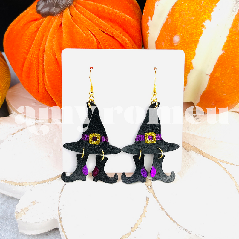 Witch Hat and Boots Earring SVG
