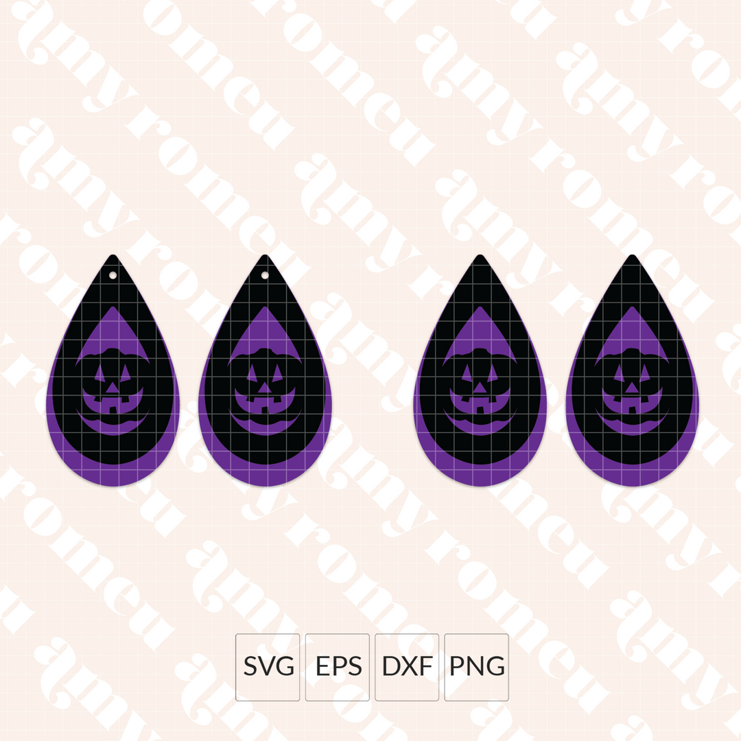 Cutout Layered Jack O'Lantern Teardrop Earring SVG