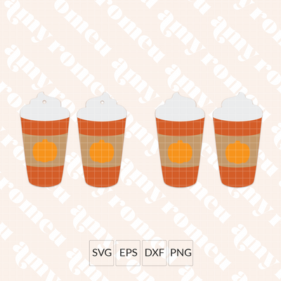 Pumpkin Spice Latte Coffee Cup Earring SVG