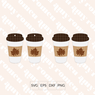 Fall Leaf Coffee Cup Earring SVG