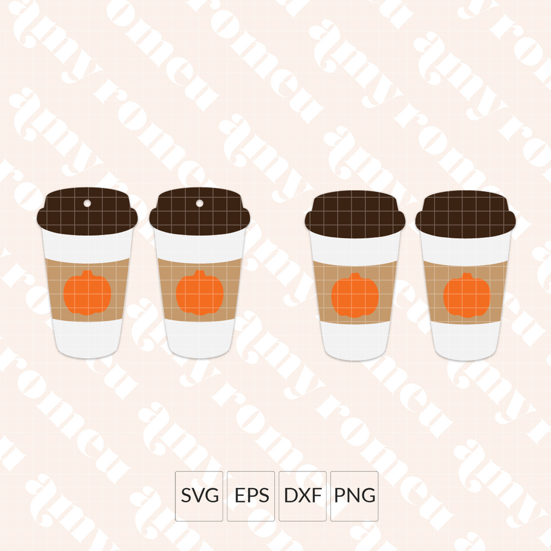 Fall Pumpkin Travel Coffee Cup Earring SVG