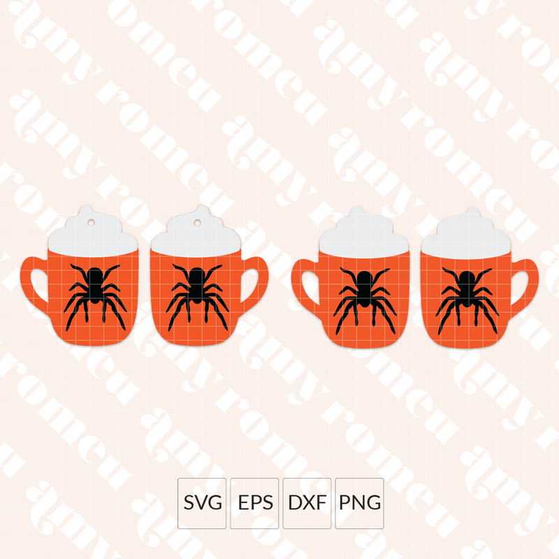 Halloween Spider Coffee Cup Earring SVG