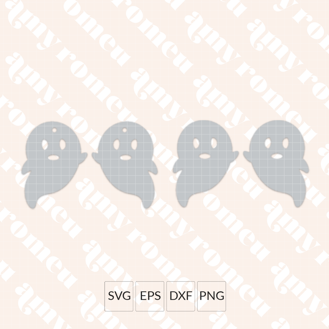 Happy Ghost Faux Leather Earring SVG