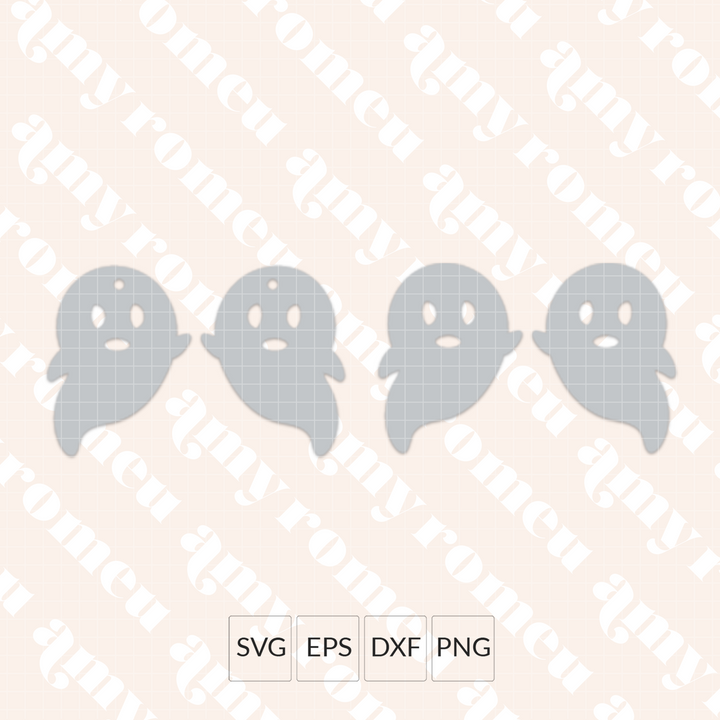 Happy Ghost Faux Leather Earring SVG