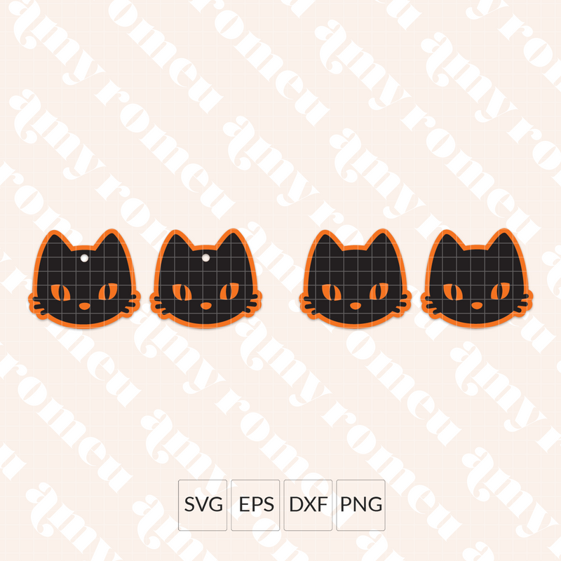 Black Cat Earrings SVG