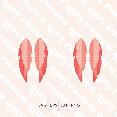 Layered Half Feather Earrings SVG