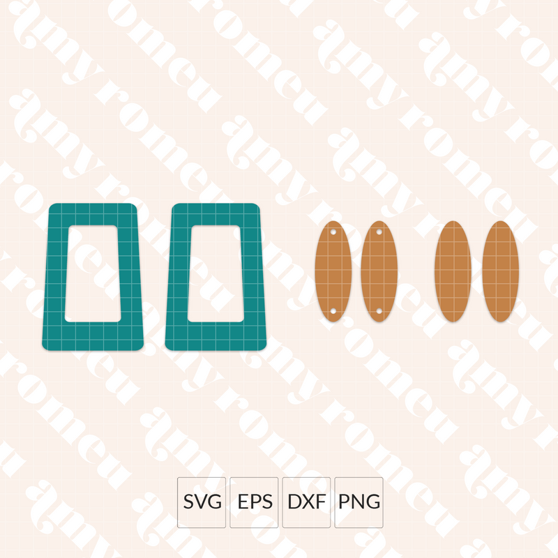 Rounded Rectangle and Loop Earrings SVG