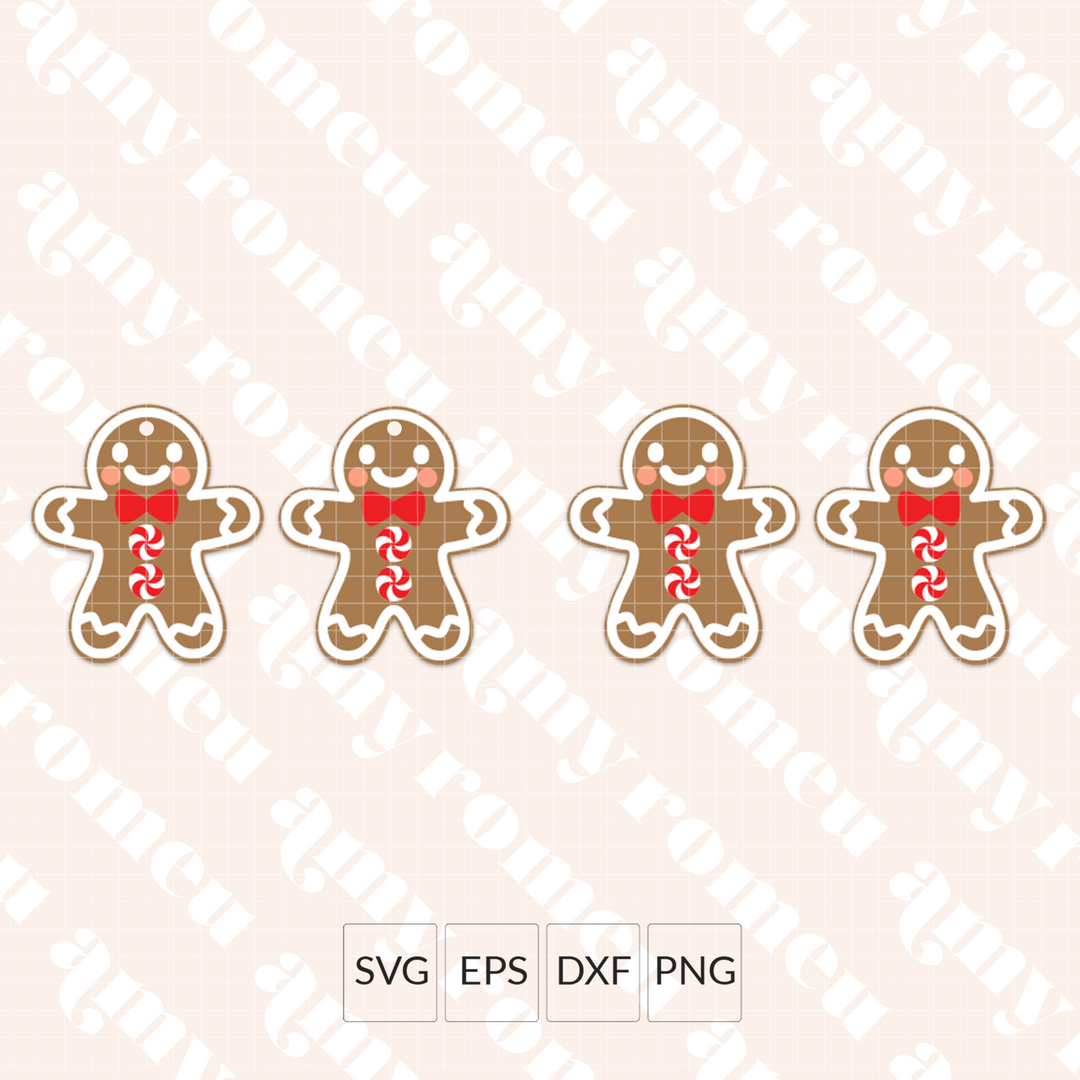 Gingerbread Man Faux Leather Earrings SVG