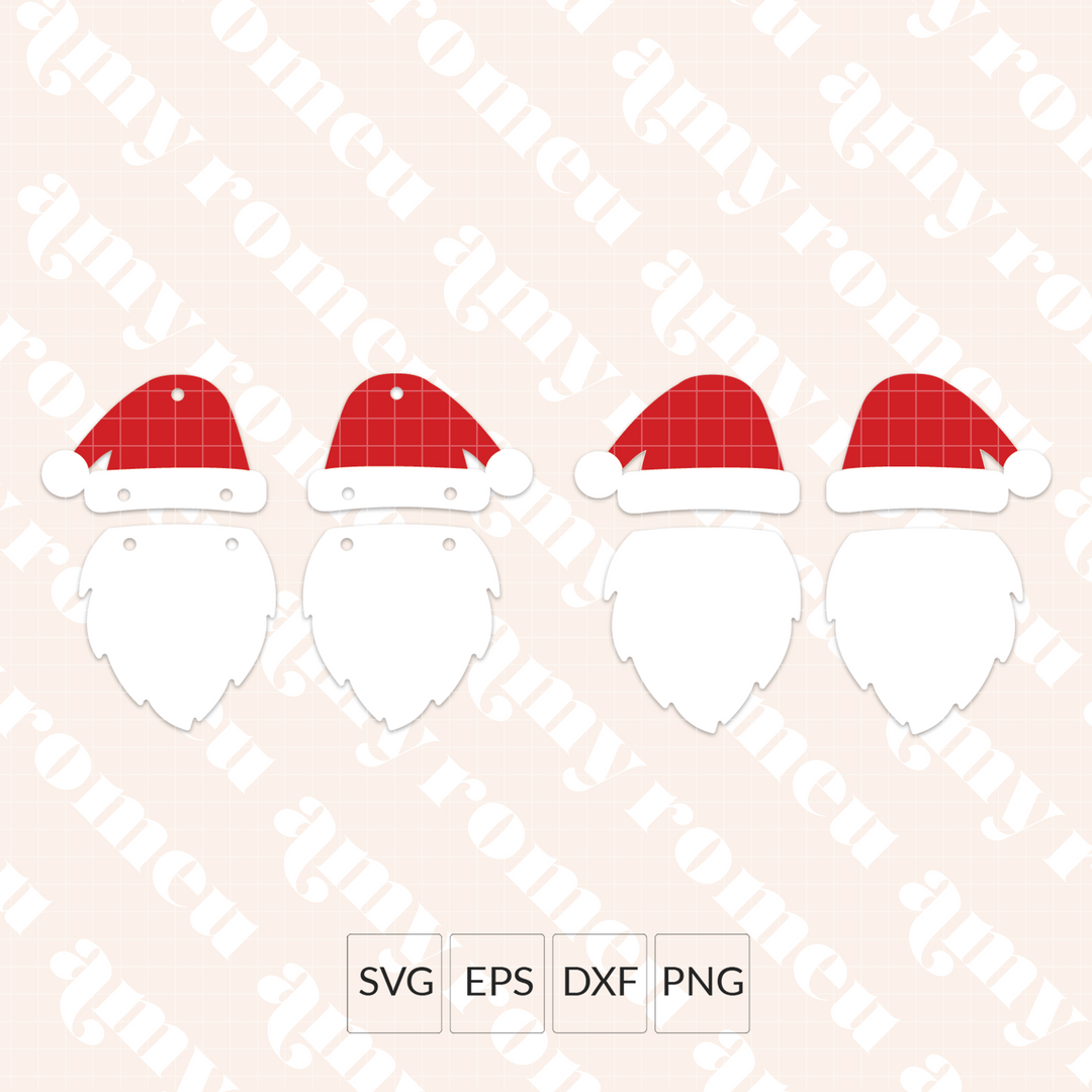 Faux Leather Santa & Beard Layered Earrings SVG