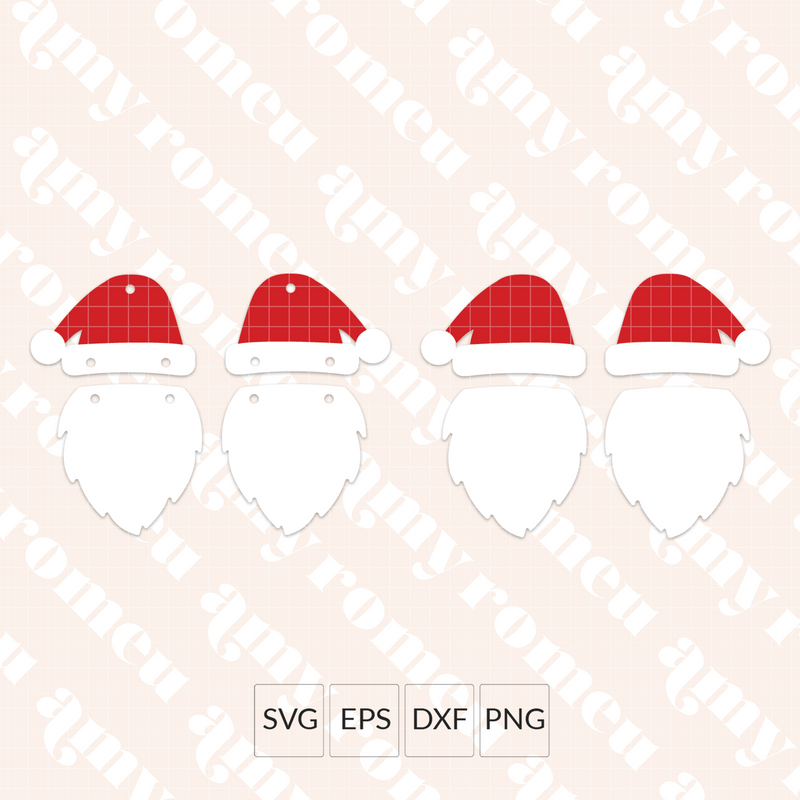 Santa & Beard Layered Earrings SVG