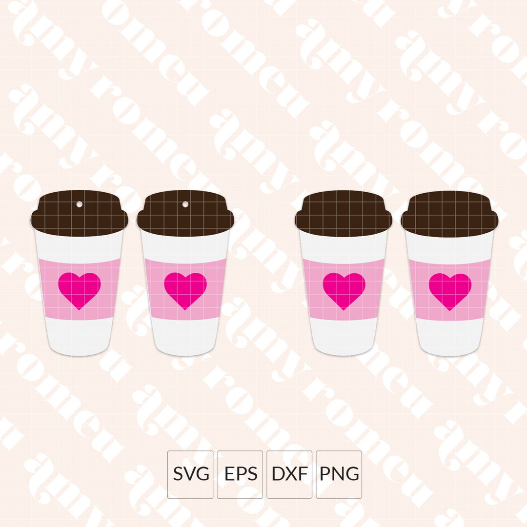 Travel Coffee Cup with Hearts Earrings SVG