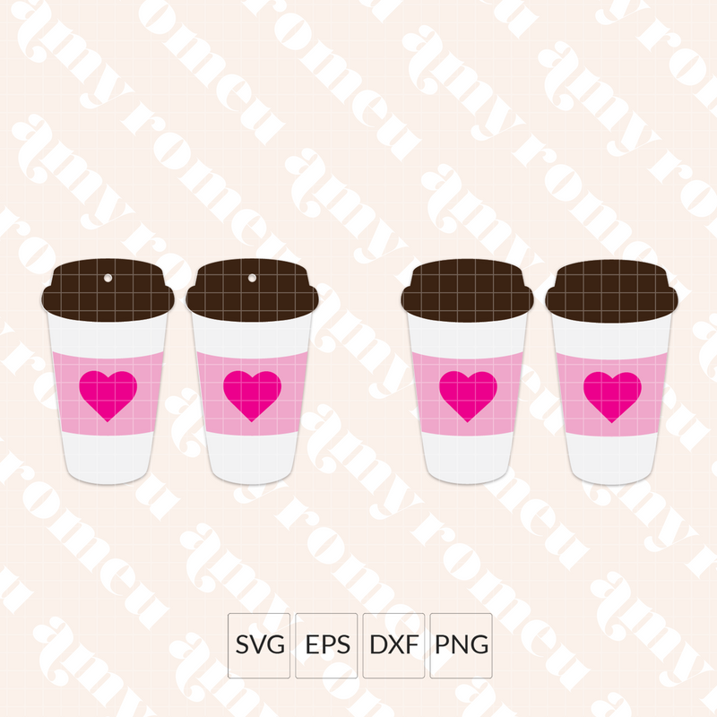 Travel Coffee Cup with Hearts Earrings SVG