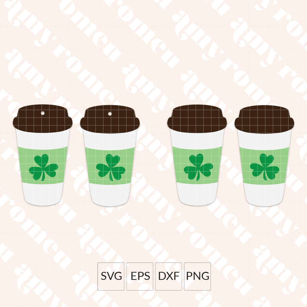 Travel Coffee Cup with Shamrocks Earrings SVG