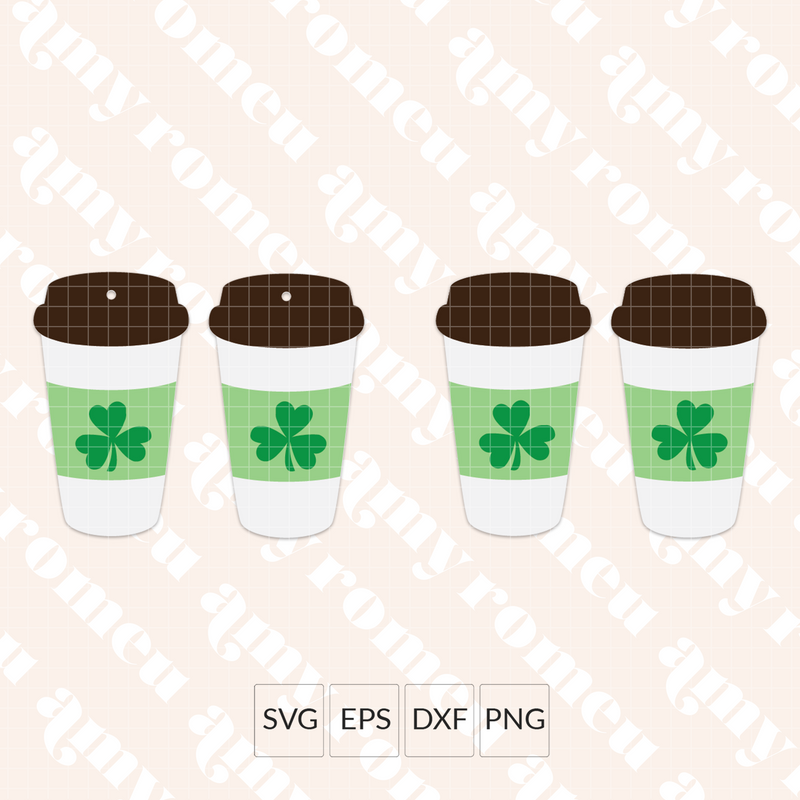 Travel Coffee Cup with Shamrocks Earrings SVG